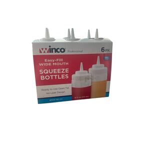 Winco Professional Easy Fill Wide Mouth Squeeze Bottles 6 Pack